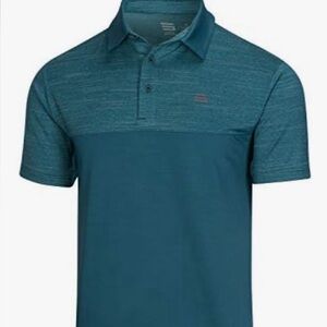 Three Sixty Six Polo Shirt Green Heathered Two Tone Golf Polo Shirt Size 3XL